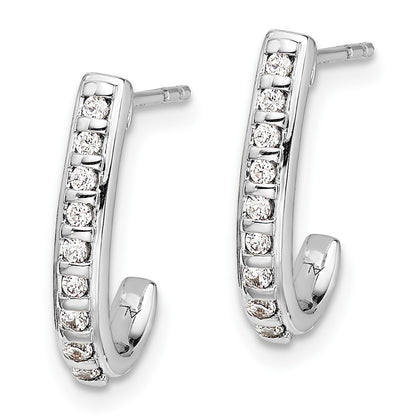 10k White Gold 1/5 carat Diamond J-Hoop Post Earrings