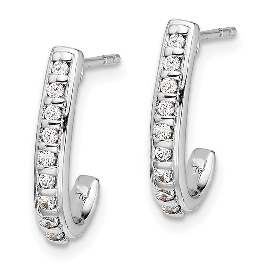 10k White Gold 1/5 carat Diamond J-Hoop Post Earrings