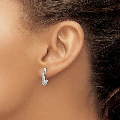 10k White Gold 1/5 carat Diamond J-Hoop Post Earrings