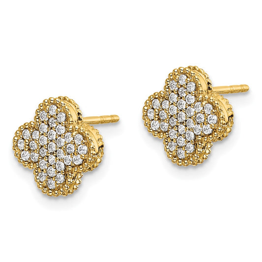 10k 1/3 carat Diamond Quatrefoil Post Earrings