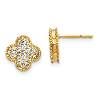 10k 1/3 carat Diamond Quatrefoil Post Earrings