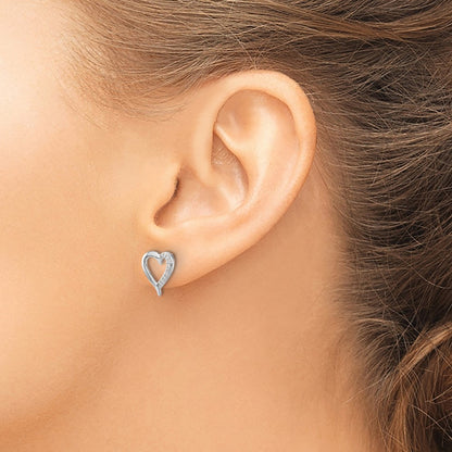 14k White Gold 1/10 carat Lab Grown Diamond VS/SI+ G+ Complete Heart Post Earrings