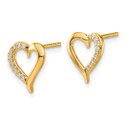 14k 1/10 carat Lab Grown Diamond VS/SI+ G+ Complete Heart Post Earrings