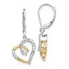 14k Two Tone 1/5 carat Lab Grown Diamond VS/SI+ G+ Complete Dangle Heart Leverback Earrings