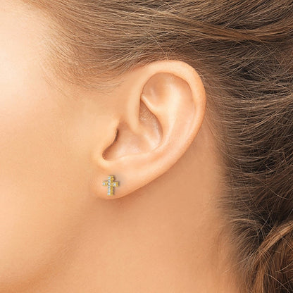 10k Polished 1/10 carat Diamond Cross Post Earrings
