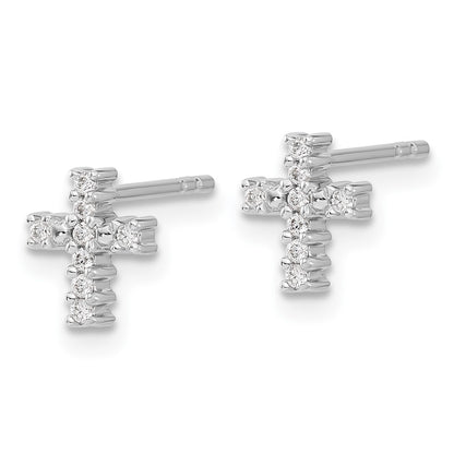 14k White Gold 1/10 carat Lab Grown Diamond VS/SI+ G+ Cross Post Earrings