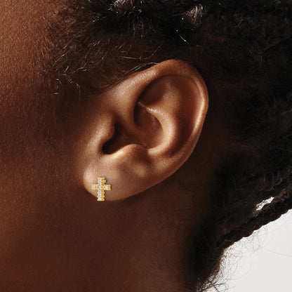 14k 1/10 carat Lab Grown Diamond VS/SI+ G+ Cross Post Earrings