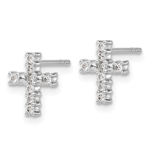 14k White Gold 1/5 carat Lab Grown Diamond VS/SI+ G+ Cross Post Earrings