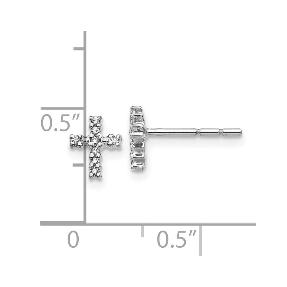 10k White Gold Polished 1/20 carat Diamond Cross Post Earrings