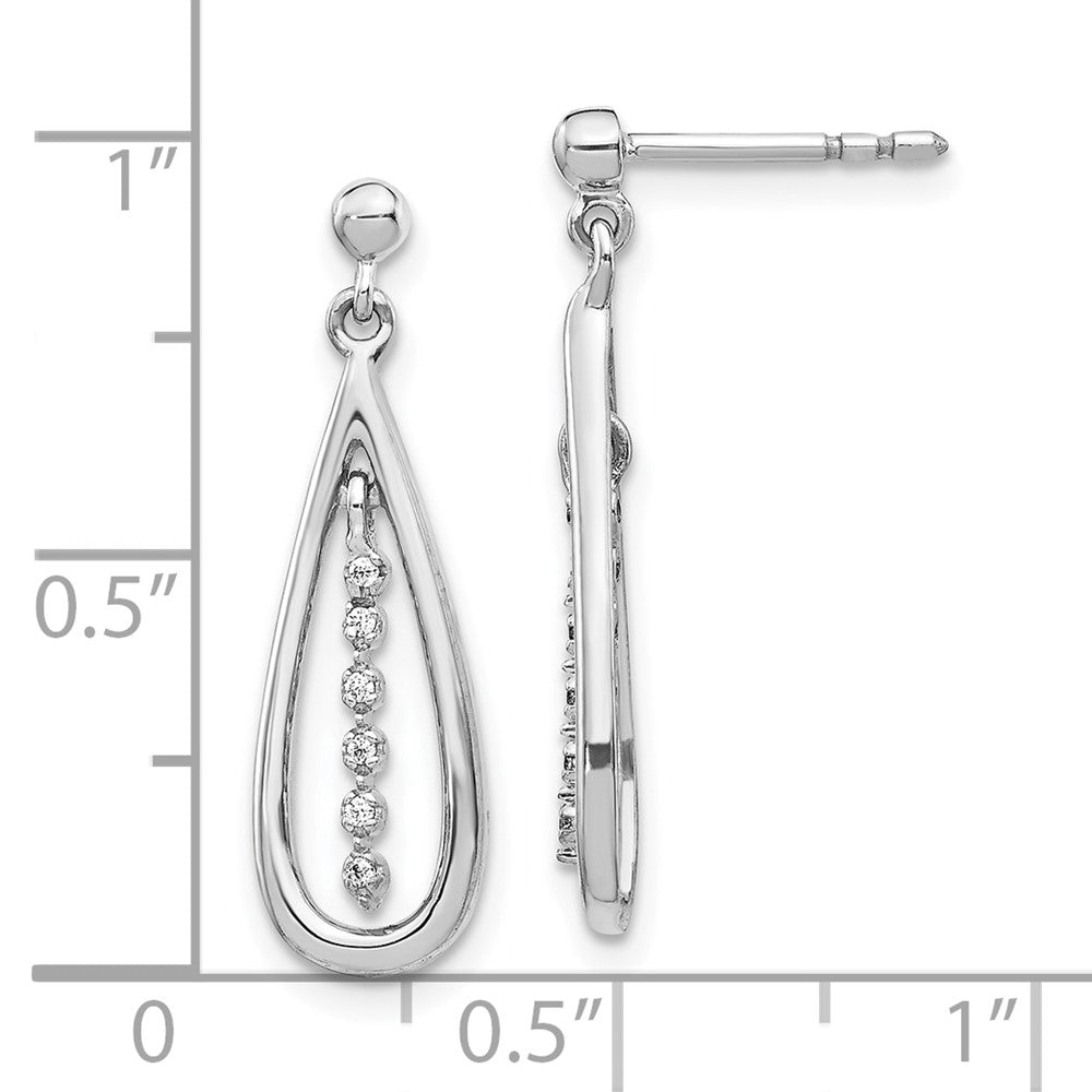 10k White Gold 1/20 carat Diamond Teardrop Dangle Post Earrings