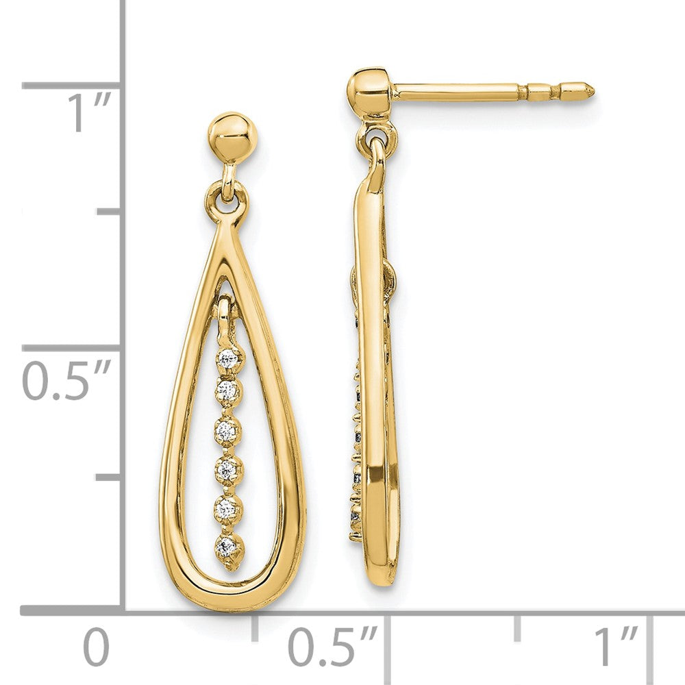 10k 1/20 carat Diamond Teardrop Dangle Post Earrings