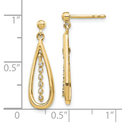 10k 1/20 carat Diamond Teardrop Dangle Post Earrings