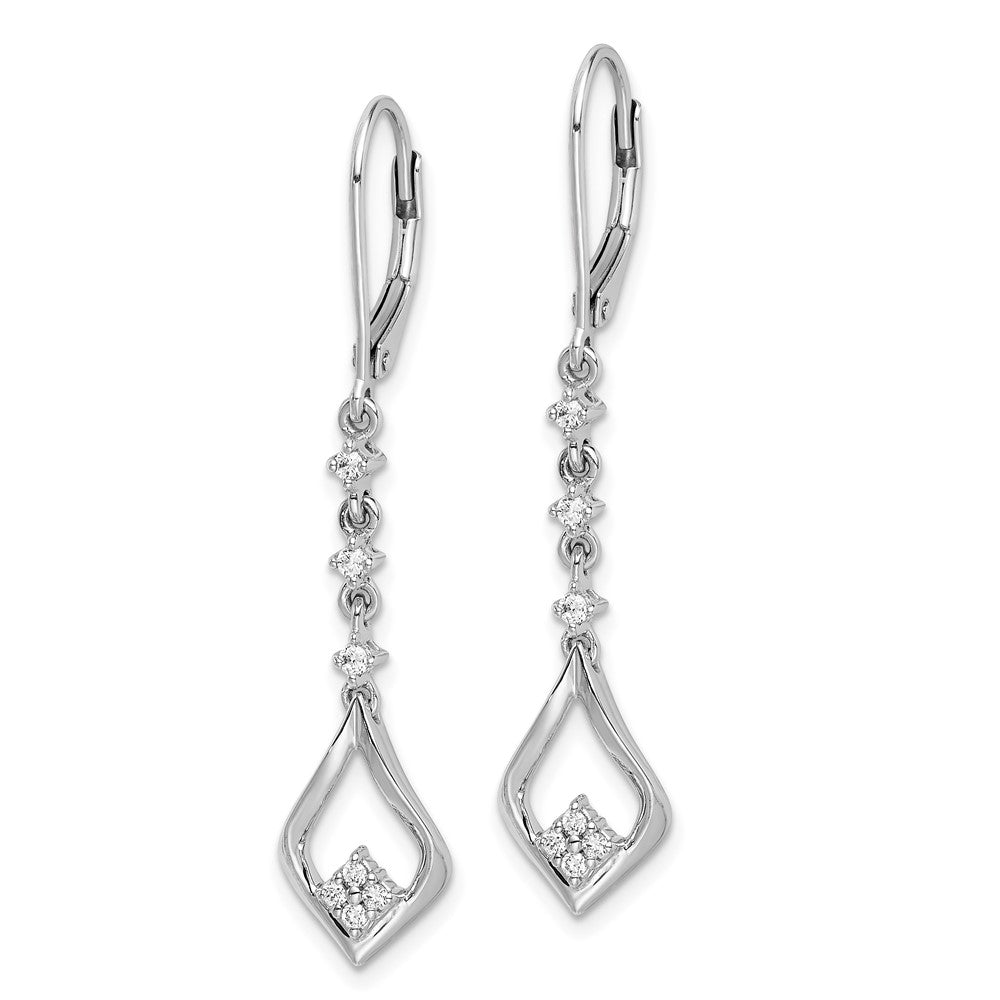 10k White Gold 1/5 carat Diamond Leverback Dangle Earrings