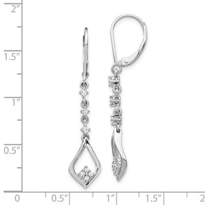 10k White Gold 1/5 carat Diamond Leverback Dangle Earrings