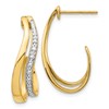 10k and White Rhodium Diamond J-Hoop Post Earrings