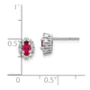 10k White Gold Diamond and Ruby Oval Halo Earrings