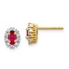 10k 5x3mm Oval Ruby and Diamond Halo Post Earrings