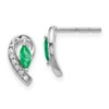 10k White Gold 5x2.5mm Marquise Emerald and Diamond Curved Post Earrings