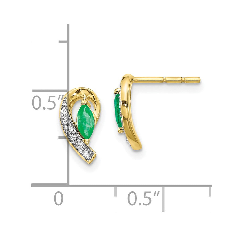 10k 1/20Ct Diamond and Emerald Earrings
