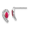 10k White Gold 5x2.5mm Marquise Ruby and Diamond Curved Post Earrings