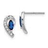 10k White Gold 5x2.5mm Marquise Sapphire and Diamond Curved Post Earrings