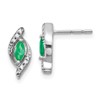 10k White Gold 5x2.5mm Marquise Emerald and Diamond Post Earrings