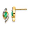 10k 5x2.5mm Marquise Emerald and Diamond Post Earrings