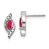 10k White Gold 5x2.5mm Marquise Ruby and Diamond Post Earrings