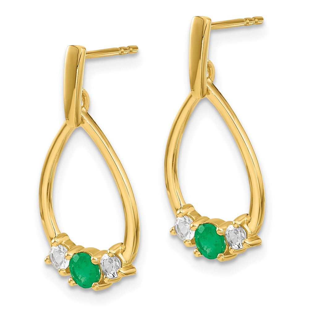 10k 1/3 carat Lab Grown Diamond VS/SI+ G+ and Created Emerald Complete Dangle Post Earrings
