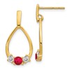 10k Ruby and White Sapphire Teardrop Post Dangle Earrings