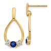 14k 1/3 carat Lab Grown Diamond VS/SI+ G+ and Created Sapphire Complete Dangle Teardrop Earrings