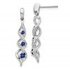10k White Gold Diamond and Blue Sapphire 3-Stone Twisted Dangle Post Earrings