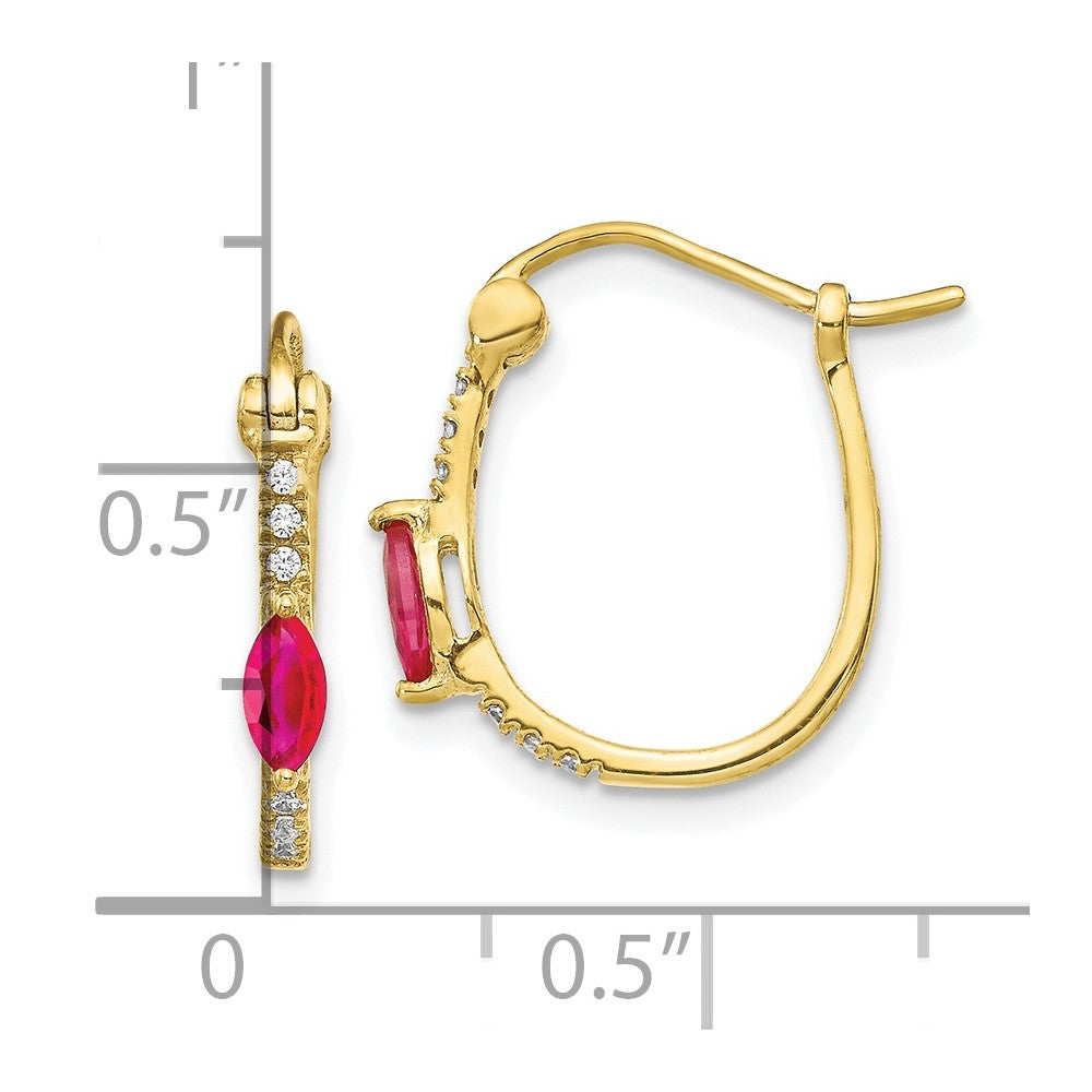 10k 1/20ct Diamond and Ruby Hinged Hoop Earrings