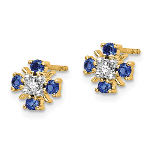 14k .01 carat Lab Grown Diamond VS/SI+ G+ and Created Sapphire Complete Post Earrings