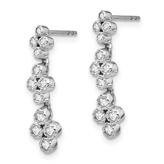 True Origin 14K White Gold 3/8 carat Lab Grown Diamond VS+ F+ Complete Floral Bloom Post Dangle Earrings