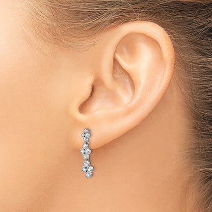 True Origin 14K White Gold 3/8 carat Lab Grown Diamond VS+ F+ Complete Floral Bloom Post Dangle Earrings