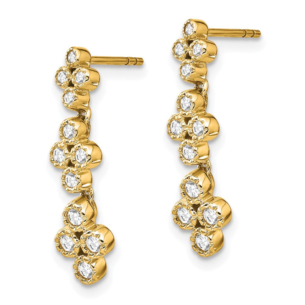 True Origin 14K Yellow Gold 3/8 carat Lab Grown Diamond VS+ F+ Complete Floral Bloom Post Dangle Earrings