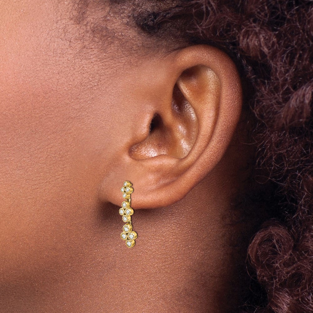 True Origin 14K Yellow Gold 3/8 carat Lab Grown Diamond VS+ F+ Complete Floral Bloom Post Dangle Earrings