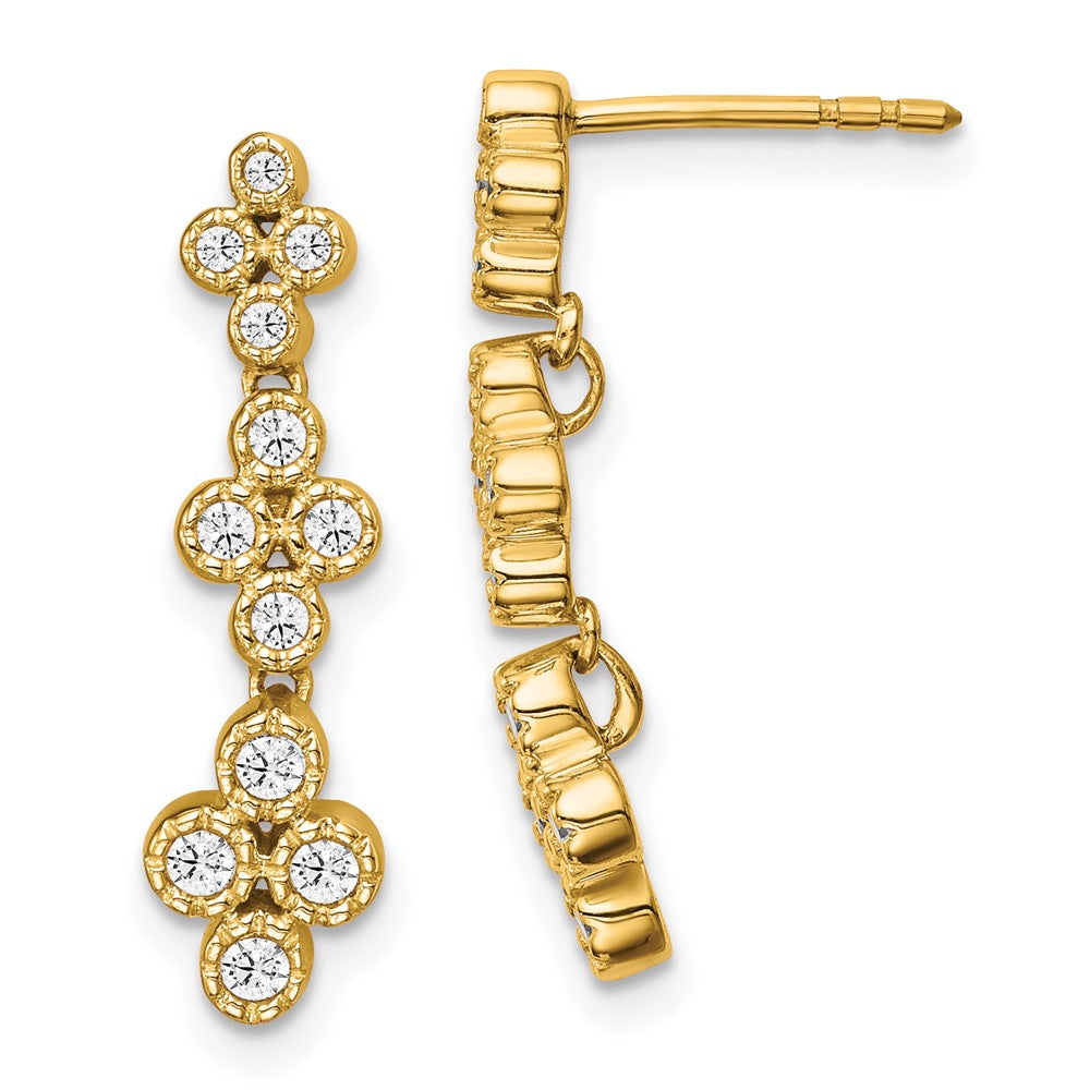True Origin 14K Yellow Gold 3/8 carat Lab Grown Diamond VS+ F+ Complete Floral Bloom Post Dangle Earrings