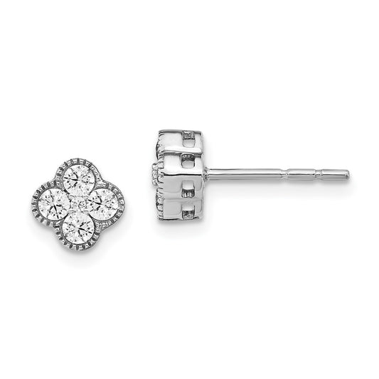 True Origin 14K White Gold 1/2 carat Lab Grown Diamond VS+ F+ Complete Bloom Floral Earrings