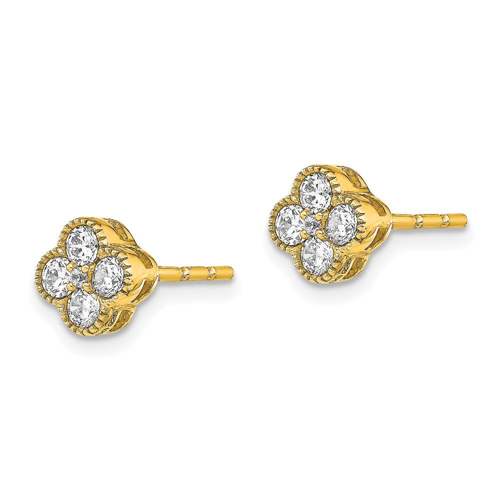True Origin 14K Yellow Gold 1/2 carat Lab Grown Diamond VS+ F+ Complete Bloom Floral Earrings