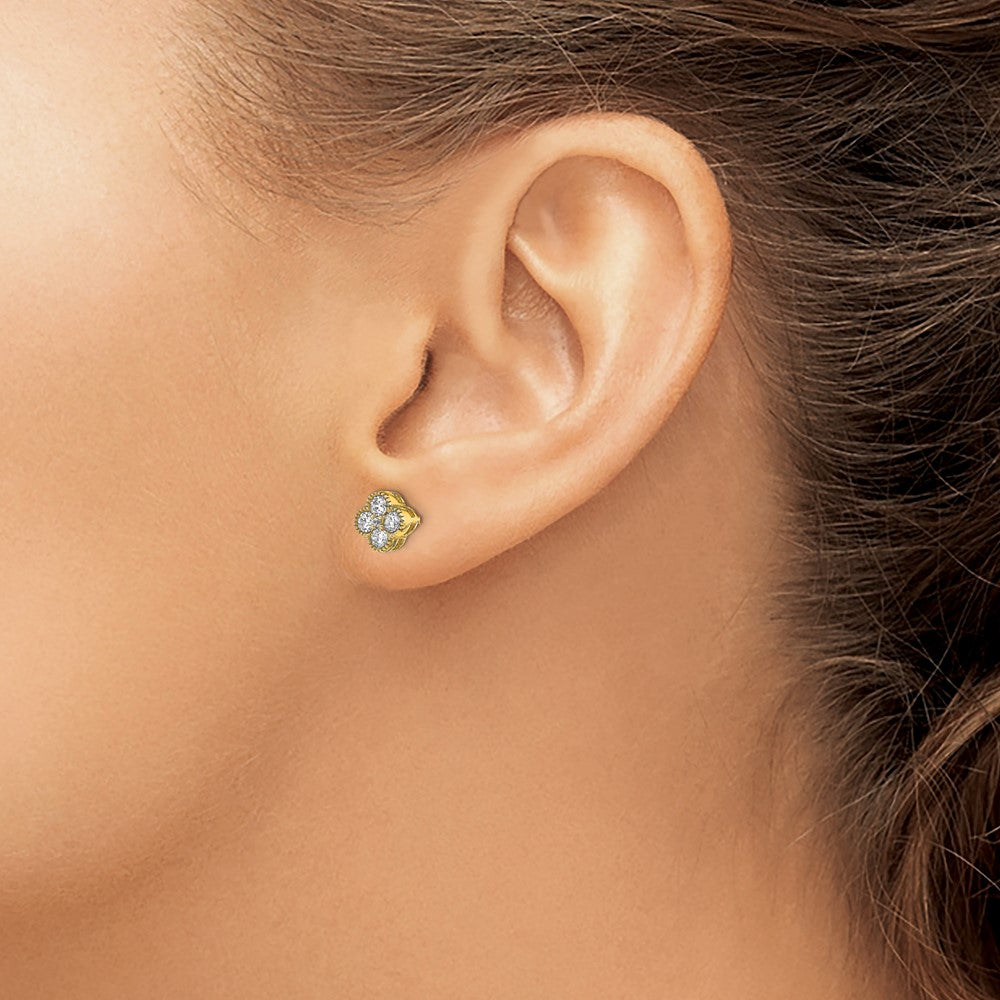 True Origin 14K Yellow Gold 1/2 carat Lab Grown Diamond VS+ F+ Complete Bloom Floral Earrings