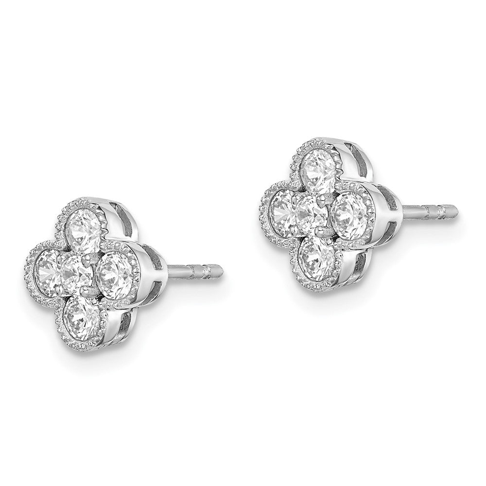 True Origin 14K White Gold 3/4 carat Lab Grown Diamond VS+ F+ Complete Bloom Floral Earrings