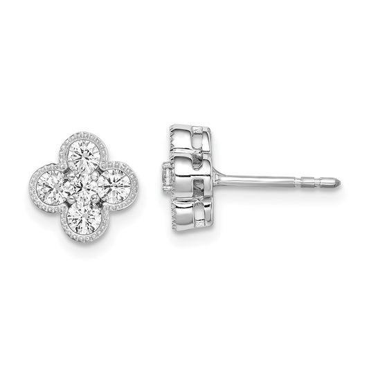 True Origin 14K White Gold 3/4 carat Lab Grown Diamond VS+ F+ Complete Bloom Floral Earrings