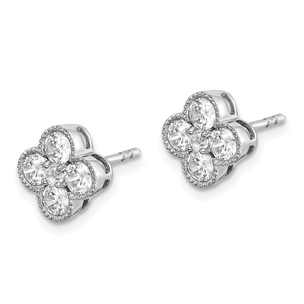 True Origin 14K White Gold 1 carat Lab Grown Diamond VS+ F+ Complete Bloom Floral Earrings