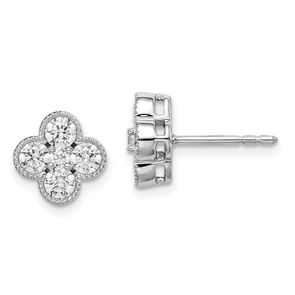 True Origin 14K White Gold 1 carat Lab Grown Diamond VS+ F+ Complete Bloom Floral Earrings