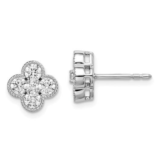 True Origin 14K White Gold 1 carat Lab Grown Diamond VS+ F+ Complete Bloom Floral Earrings