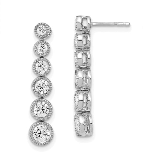 True Origin 14K White Gold 1 carat Lab Grown Diamond VS+ F+ Complete Graduated Dangle Post Earrings