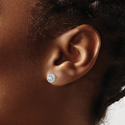 14k White Gold 3/4 carat Lab Grown Diamond VS/SI+ G+ Round Halo Post Earrings