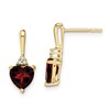 10k 6mm Heart Garnet and Diamond Post Earrings